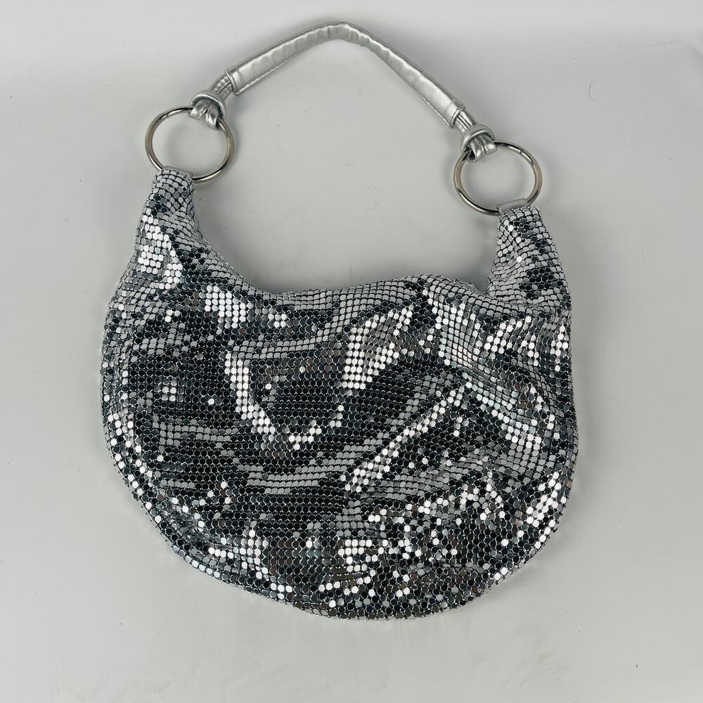 Metal Slouchy Metallic Silver Purse 12 x 7”